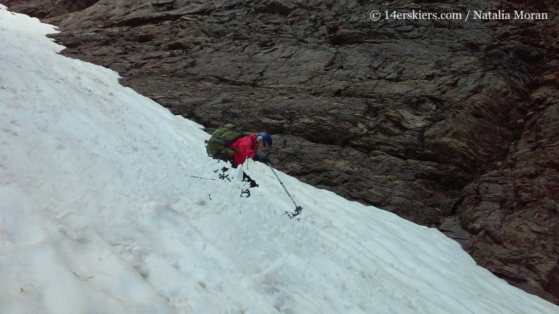 Brittany Konsella backcountry skiing on Mount Oklahoma.