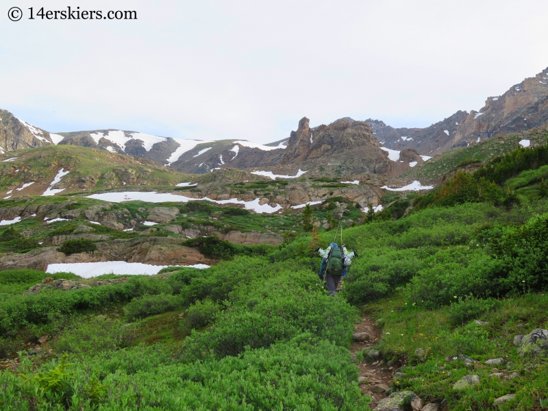 Natalie Moran hiking to Halfmoon Lakes. 