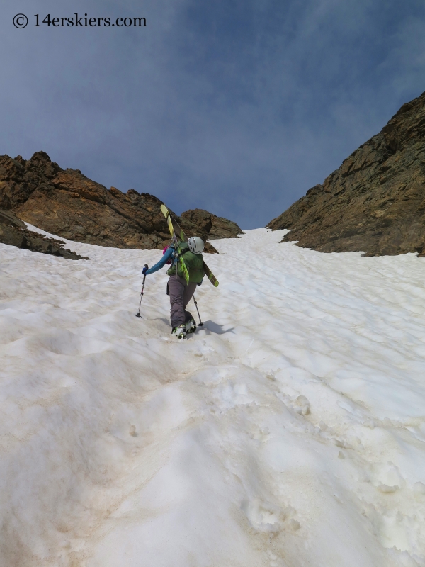 Natalia Moran climbing Oklahoma go to backcountry skiing. 