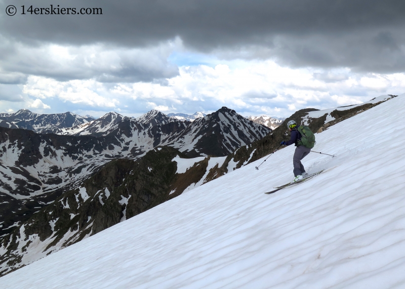 Natalia Moran backcountry skiing on Mount Oklahoma.