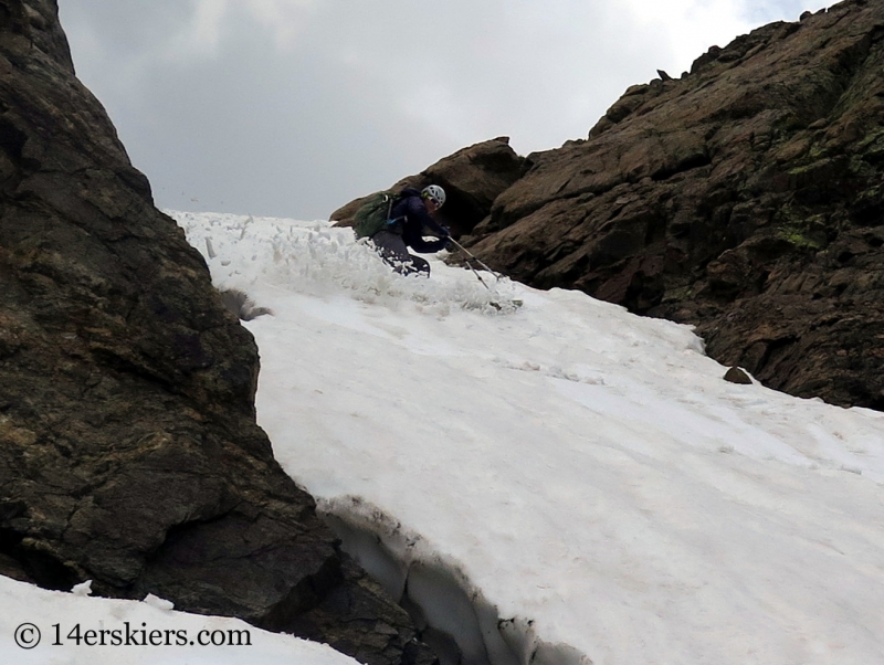 Natalia Moran backcountry skiing on Mount Oklahoma.