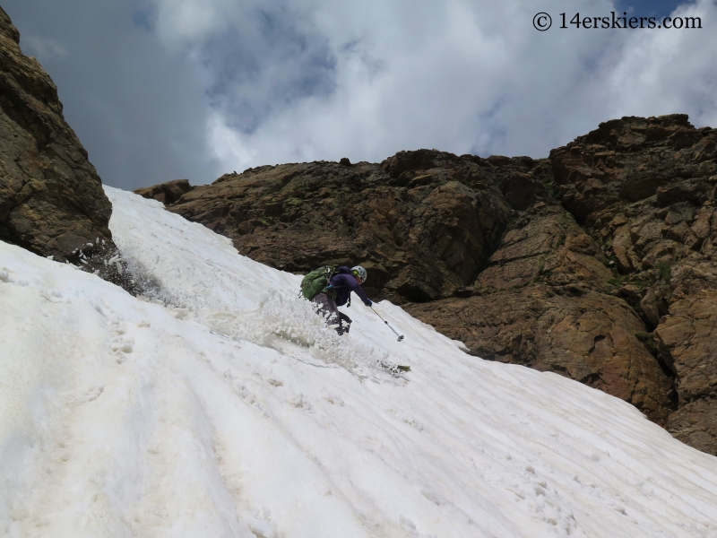 Natalia Moran backcountry skiing on Mount Oklahoma.