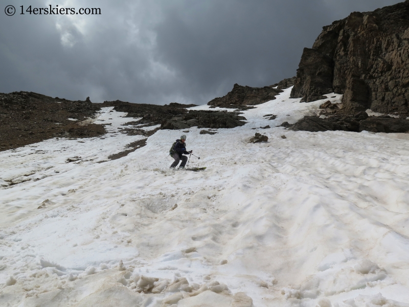 Natalia Moran backcountry skiing on Mount Oklahoma.