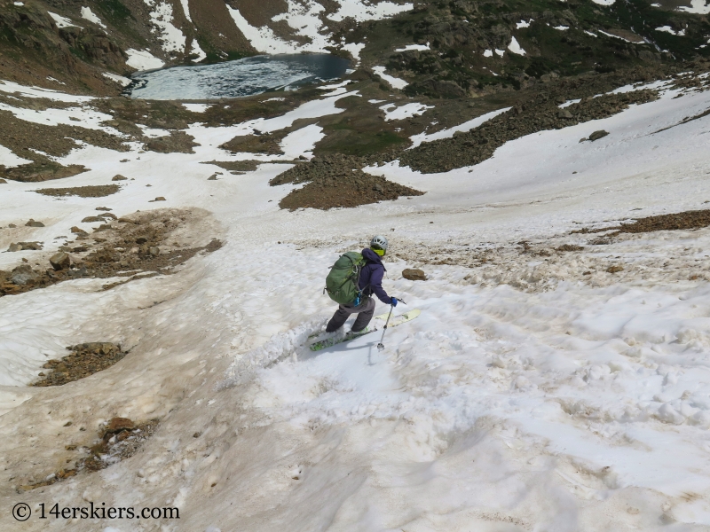 Natalia Moran backcountry skiing on Mount Oklahoma.