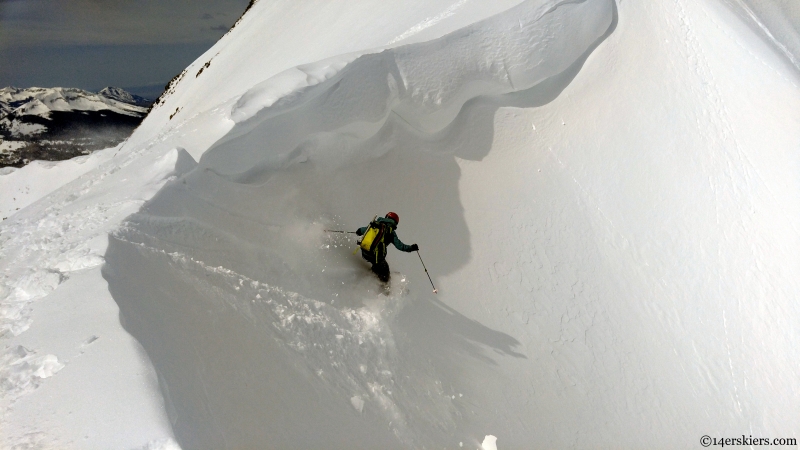 skiing under a cornice