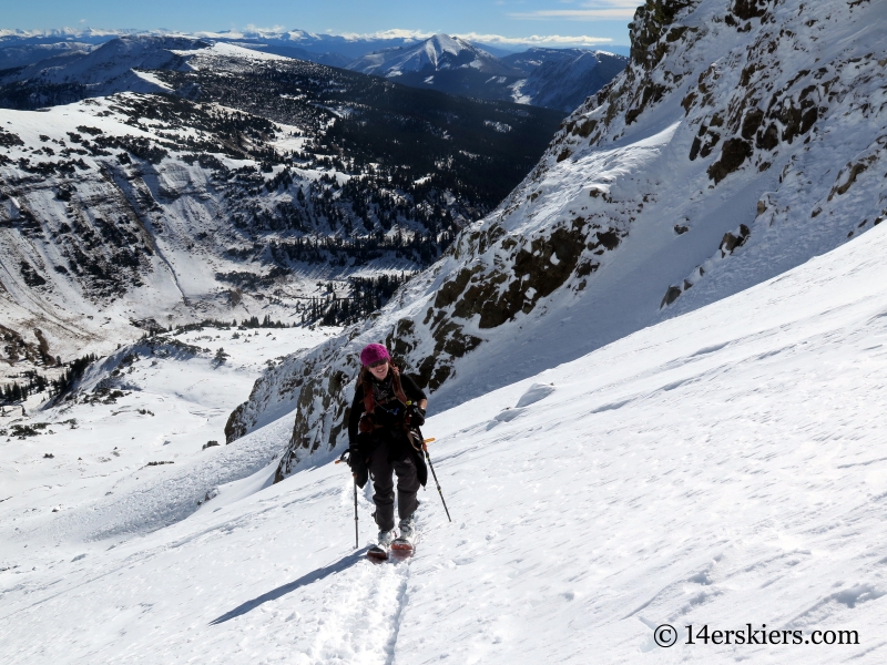 Jenny Veilleux skinning to go backcountry skiing in Crested Butte. 