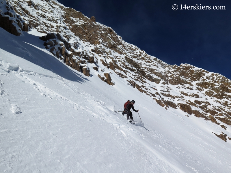 Jenny Veilleux backcountry skiing on Halloween in Crested Butte.