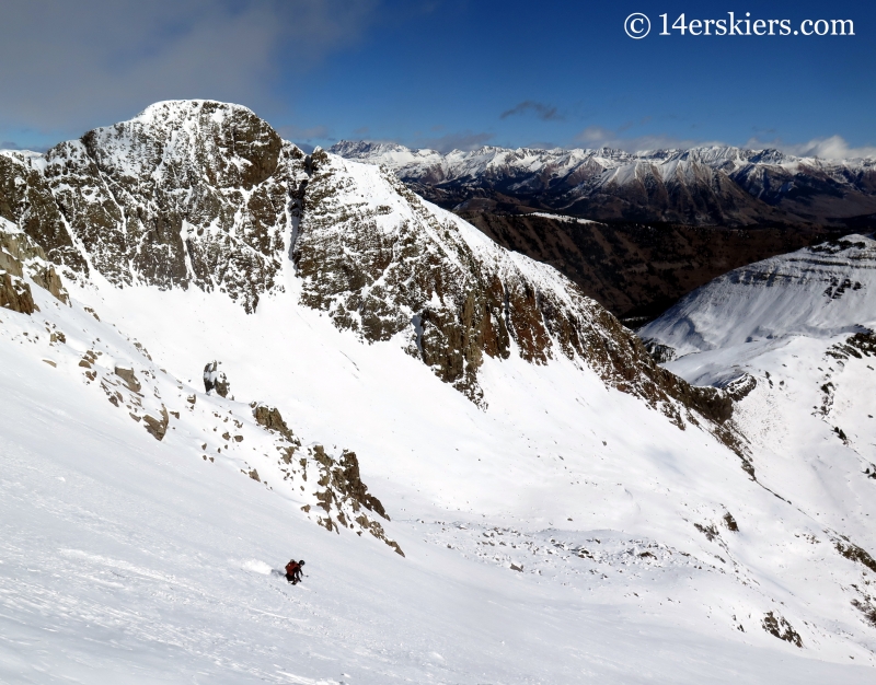 Jenny Veilleux backcountry skiing on Halloween in Crested Butte.