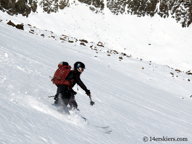 Jenny Veilleux backcountry skiing on Halloween in Crested Butte.