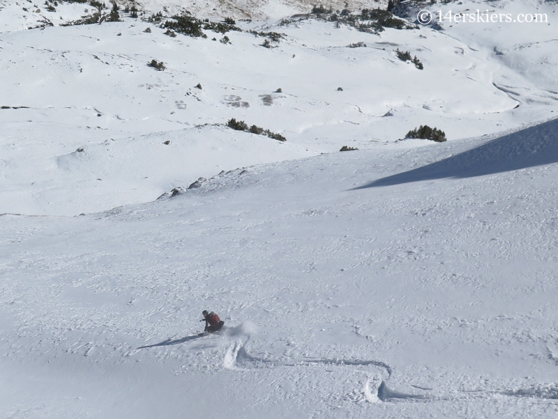 Jenny Veilleux backcountry skiing on Halloween in Crested Butte.