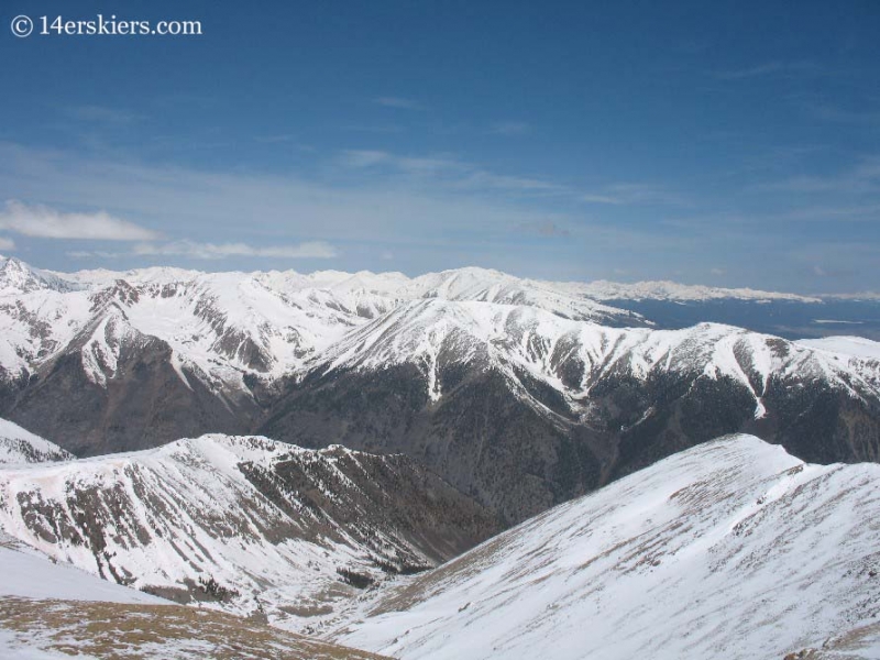 Looking toward Mt. Elbert and Mt. Massive from the summit of Mt. Belford. 