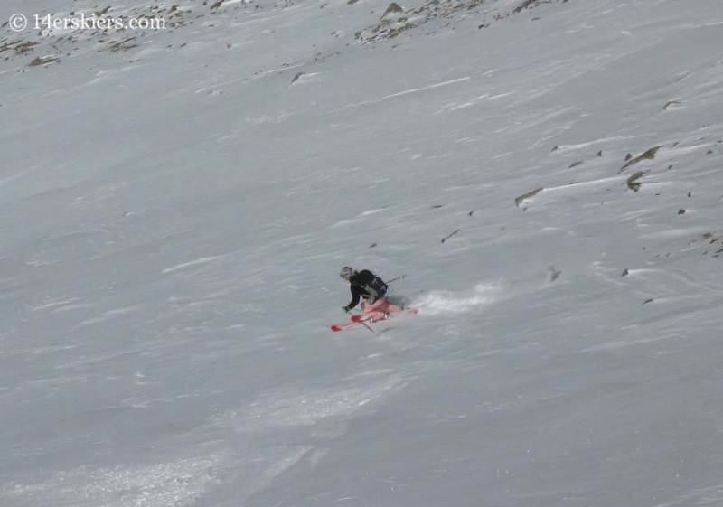 Brittany Konsella backcountry skiing on Mount Belford. 