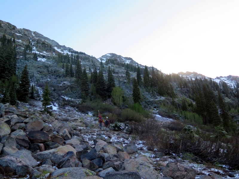 Hiking toward Peak C in the Gore Range.