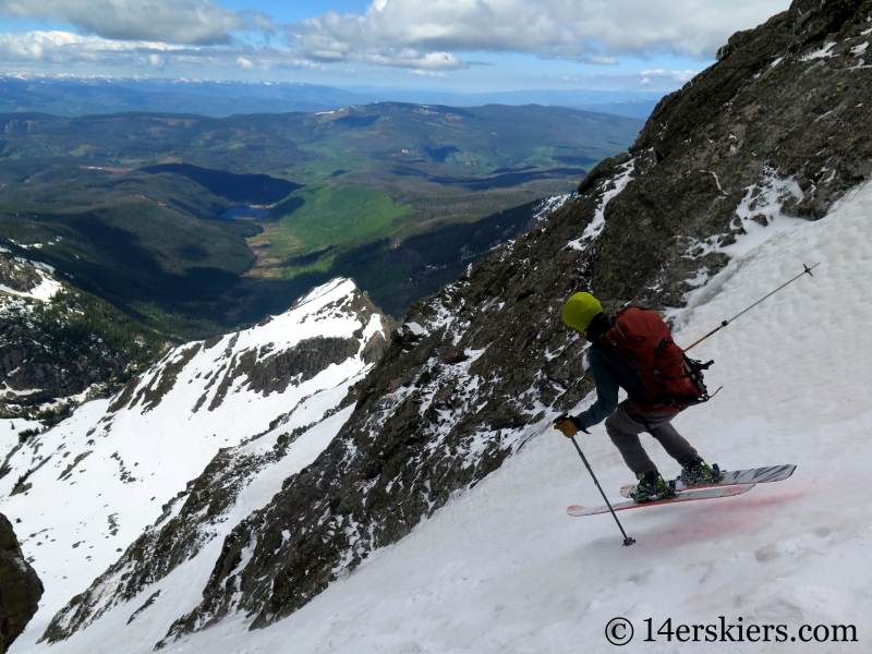 Larry Fontaine backcountry skiing CC Rider Couloir on Peak C.