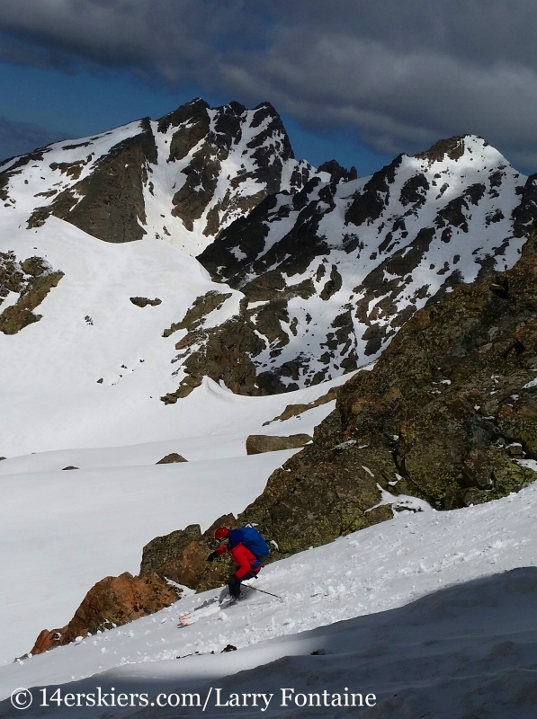 Brittany Walker Konsella backcountry skiing on Peak C.