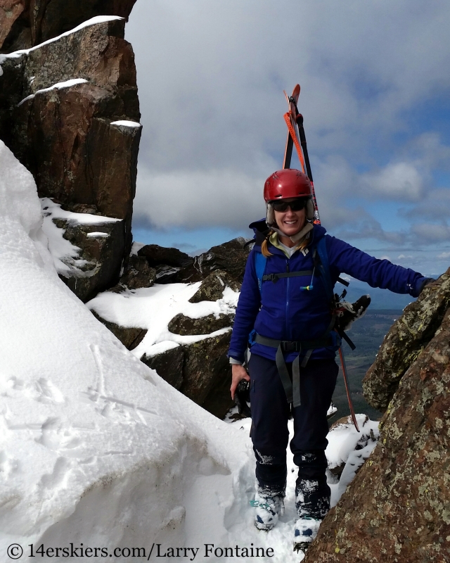 Brittany Walker Konsella backcountry skiing on Peak C in the Gore Range.