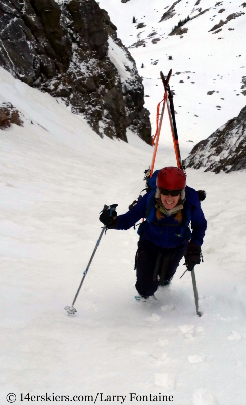 Climbing CC Rider on Peak C to go backcountry skiing.