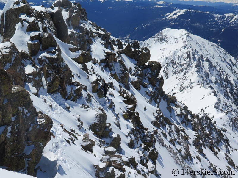 Backcountry skiing West Partner Peak.  