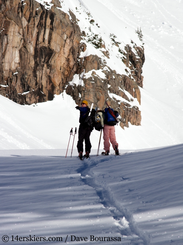 Backcountry skiing Pitkin drainage in the Gore Range. 