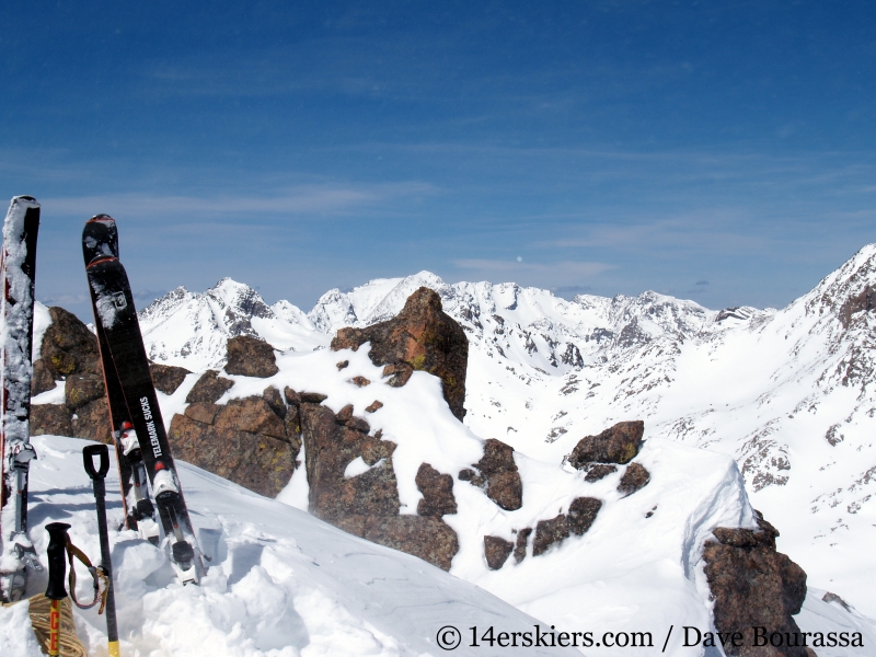 Backcountry skiing East Partner Peak (Peak V) in the Gore Range.