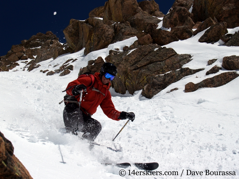 Backcountry skiing East Partner Peak (Peak V) in the Gore Range.