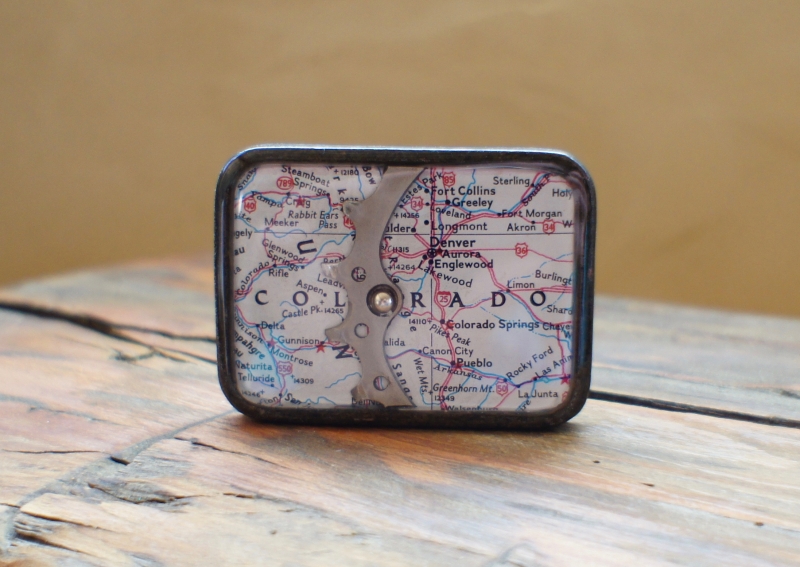 CO map style belt buckle