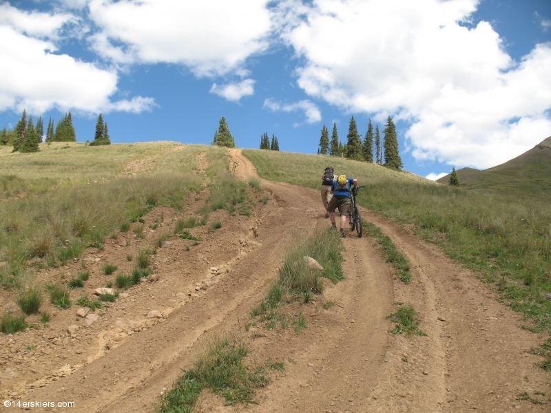 Mountain biking Cataract Ridge Trail, part of the Colorado Trail in the San Juans.