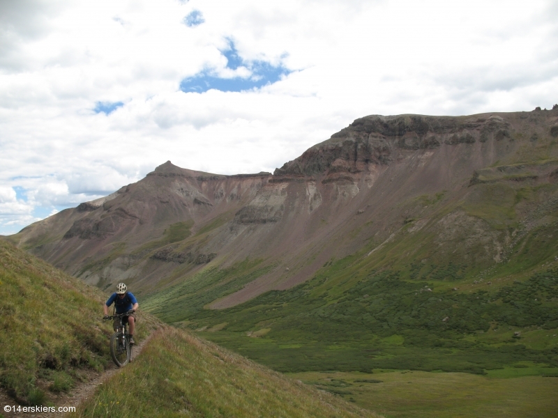 Mountain biking Cataract Ridge Trail, part of the Colorado Trail in the San Juans.