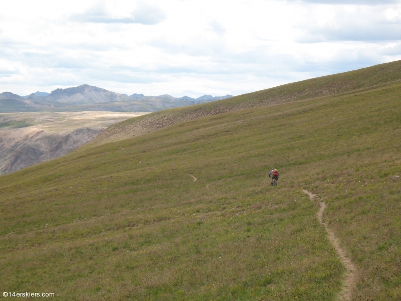 Mountain biking Cataract Ridge Trail, part of the Colorado Trail in the San Juans.