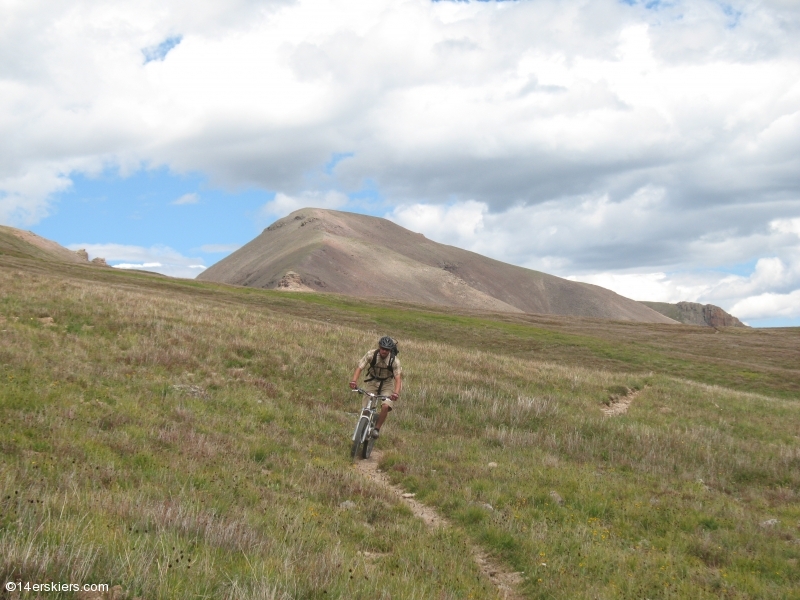 Mountain biking Cataract Ridge Trail, part of the Colorado Trail in the San Juans.