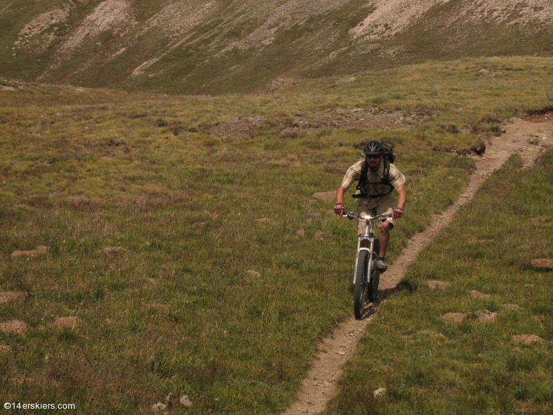 Mountain biking Cataract Ridge Trail, part of the Colorado Trail in the San Juans.