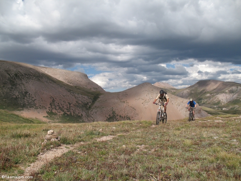 Mountain biking Cataract Ridge Trail, part of the Colorado Trail in the San Juans.