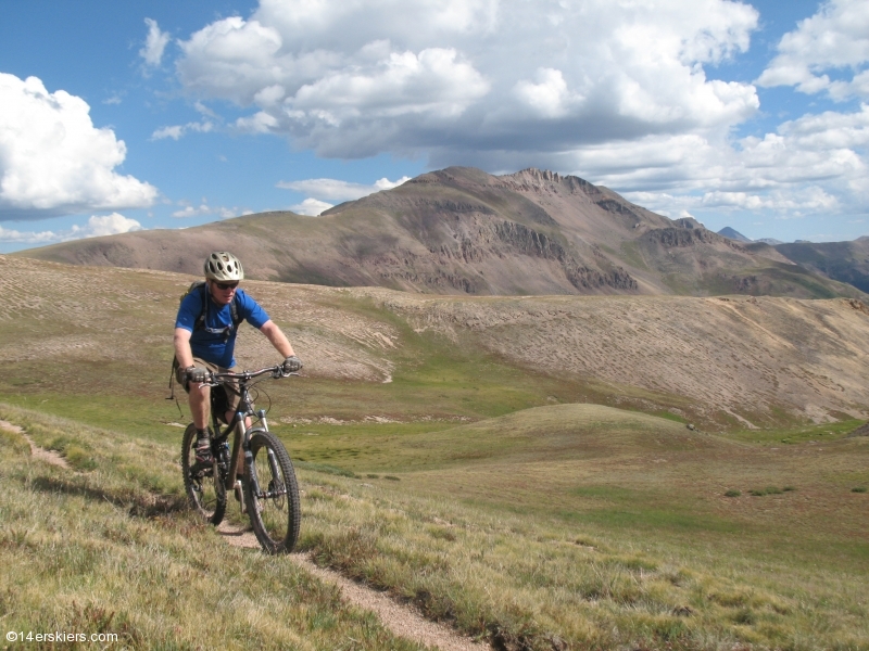 Mountain biking Cataract Ridge Trail, part of the Colorado Trail in the San Juans.