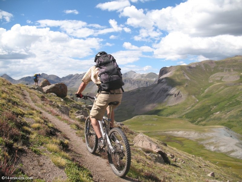 Mountain biking Cataract Ridge Trail, part of the Colorado Trail in the San Juans.