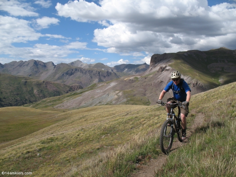 Mountain biking Cataract Ridge Trail, part of the Colorado Trail in the San Juans.