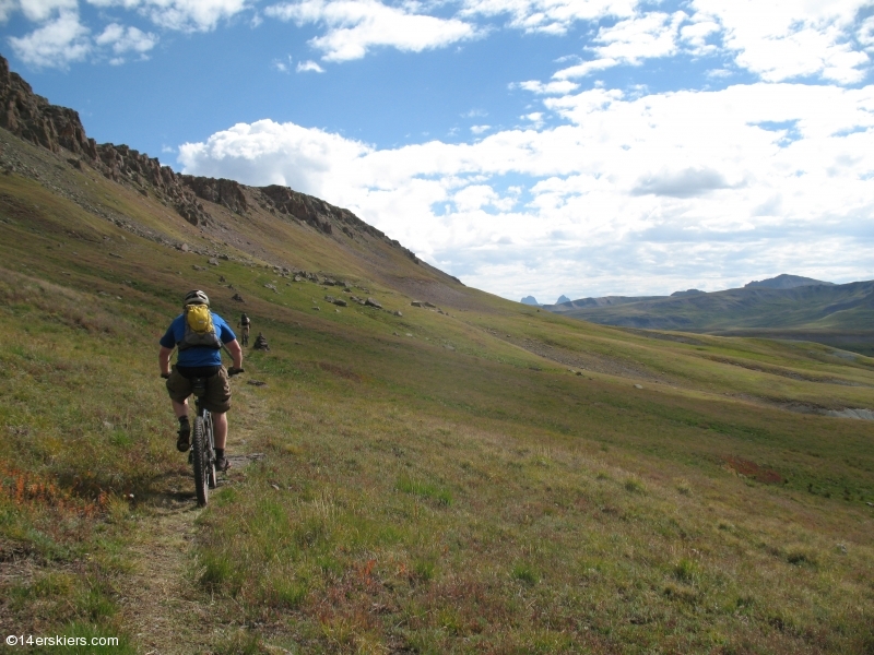 Mountain biking Cataract Ridge Trail, part of the Colorado Trail in the San Juans.