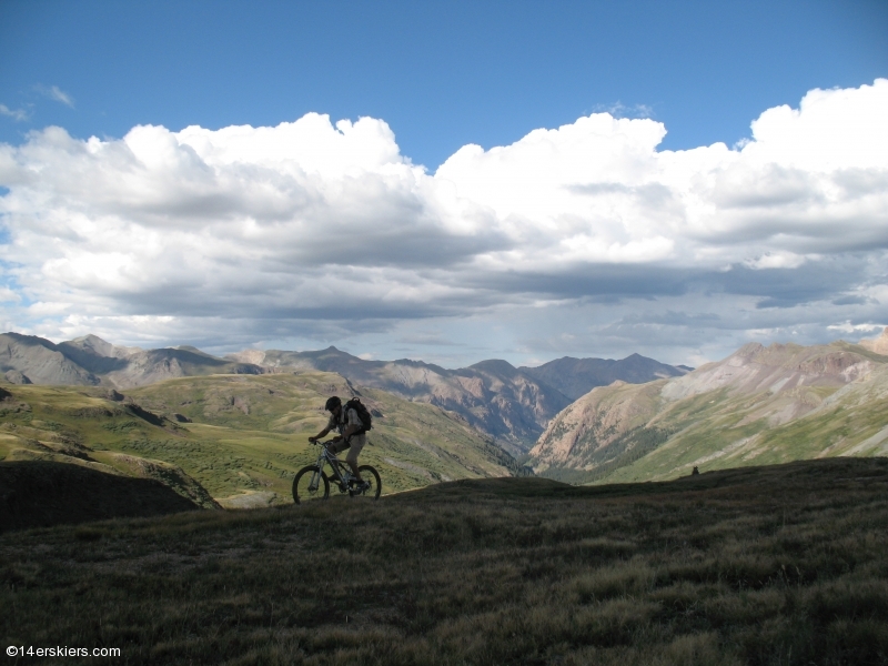 Mountain biking Cataract Ridge Trail, part of the Colorado Trail in the San Juans.