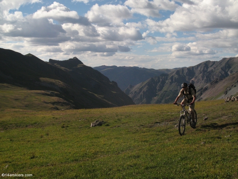 Mountain biking Cataract Ridge Trail, part of the Colorado Trail in the San Juans.