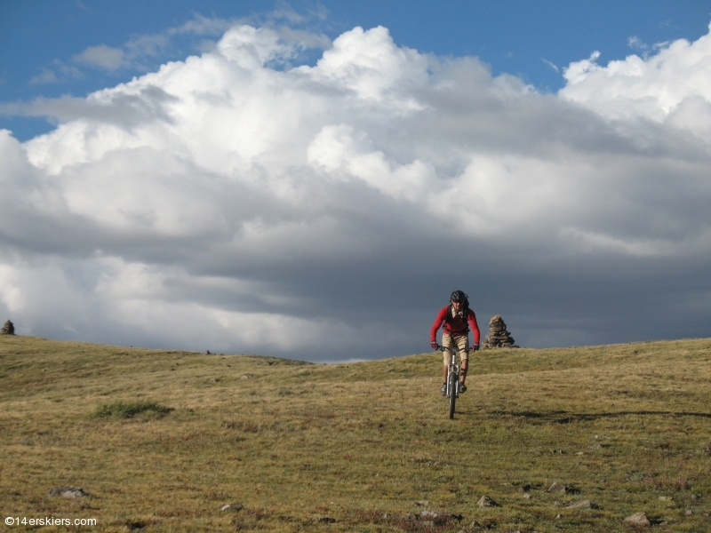 Mountain biking Cataract Ridge Trail, part of the Colorado Trail in the San Juans.