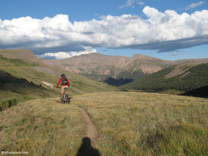 Mountain biking Cataract Ridge Trail, part of the Colorado Trail in the San Juans.