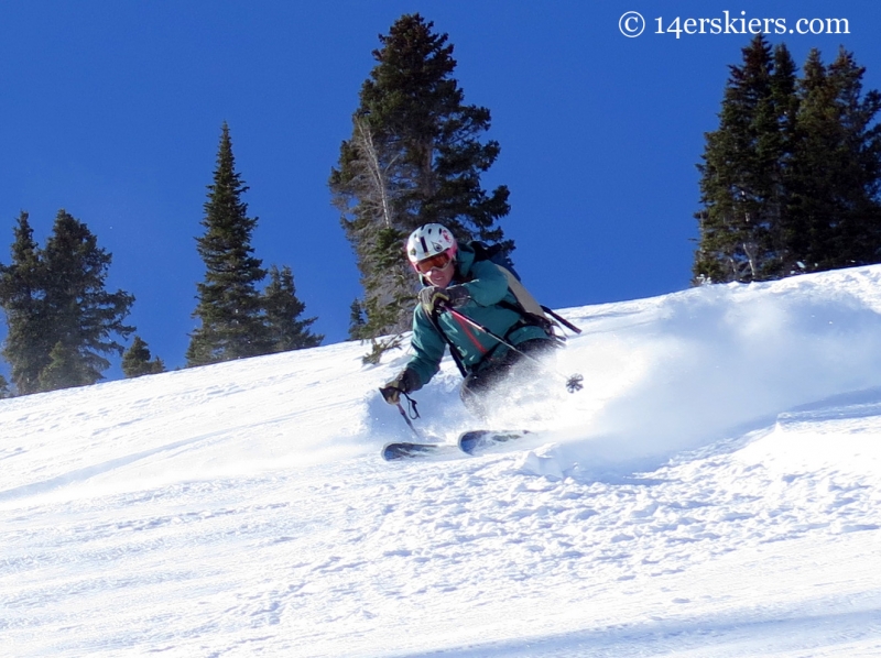 Susan Mol skiing backountry in Crested Butte
