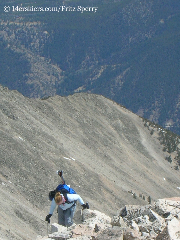 Climbing Mount Princeton to ski it.