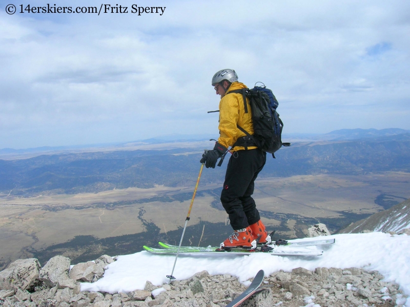 Fritz Sperry skiing from the summit of Mount Princeton