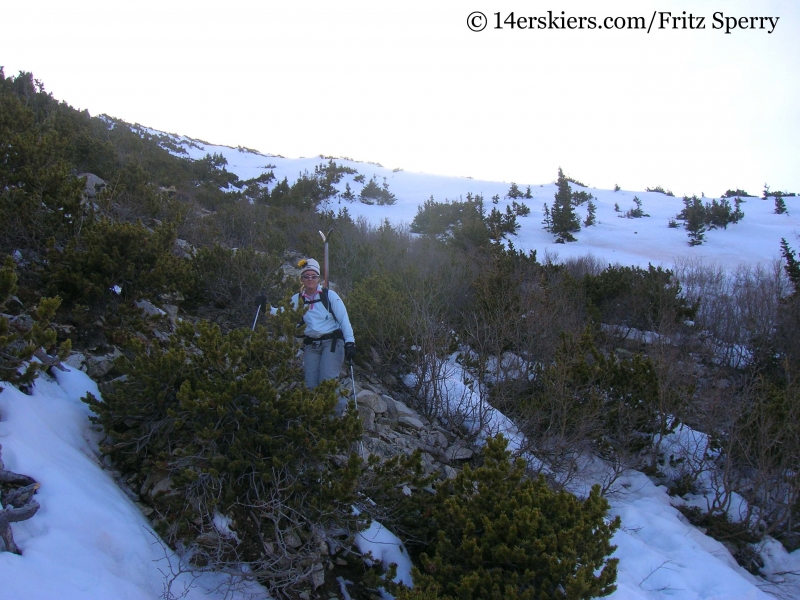 Hiking out of Mount Princeton