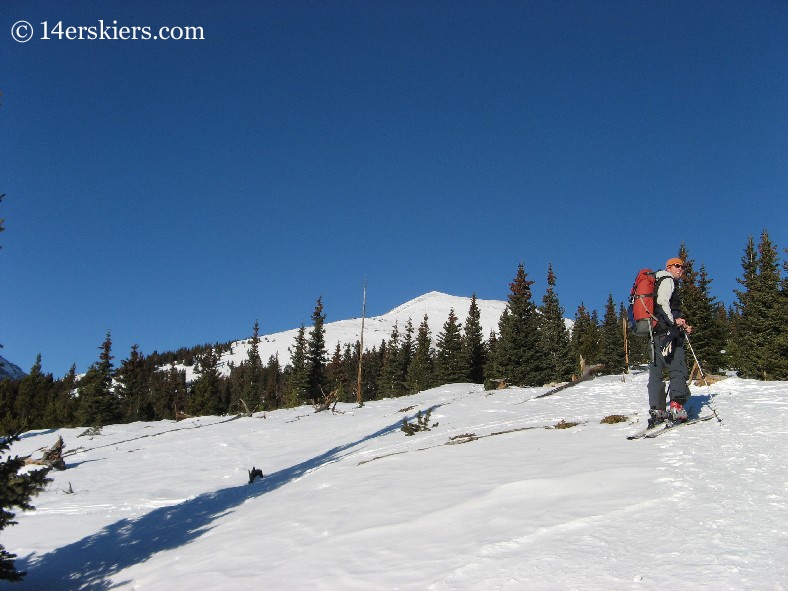 Brett Foncannon skinning on Quandary Peak. 