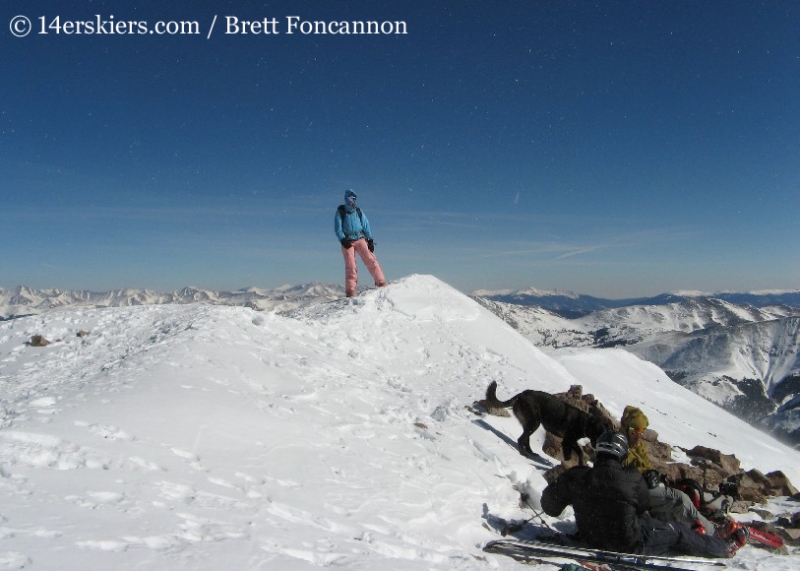 Brittany Walker Konsella on top of Quandary Peak.  