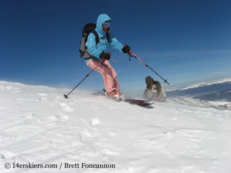 Brittany Konsella backcountry skiing Quandary Peak.  