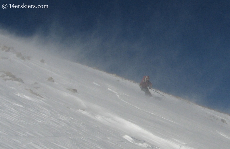 Brett Foncannon backcountry skiing on Quandary Peak. 