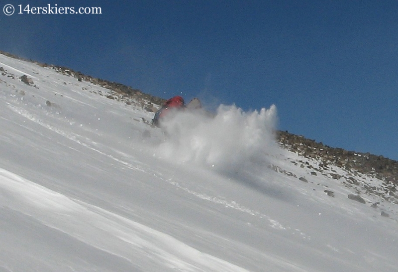 Brett Foncannon backcountry skiing on Quandary Peak. 