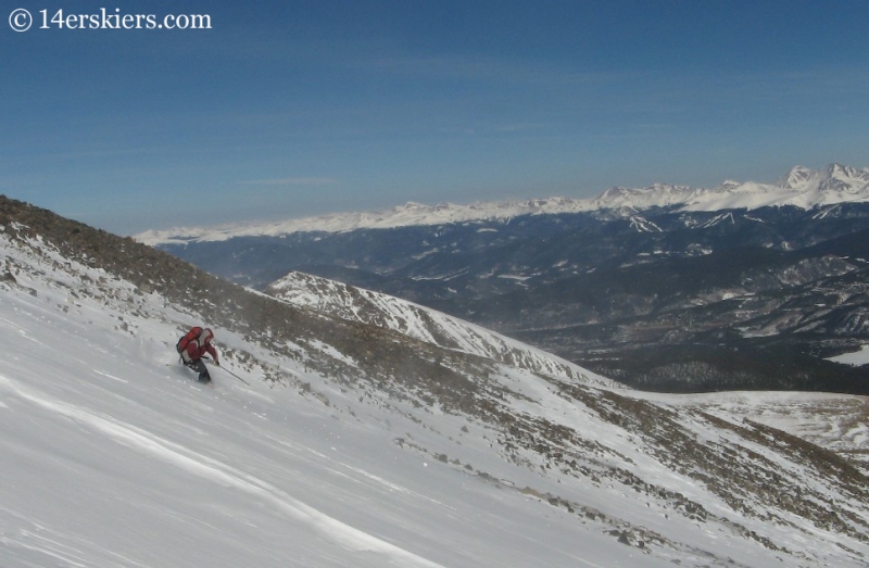 Brett Foncannon backcountry skiing on Quandary Peak. 